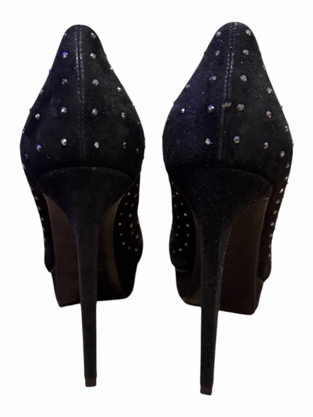 Saint Laurent Black Studded Suede Stiletto Pumps - Picture 5 of 10